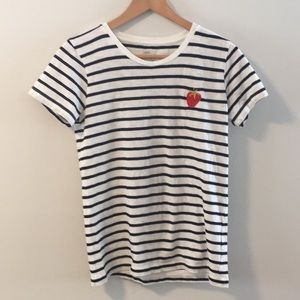 J.crew striped tee embroidered strawberry S